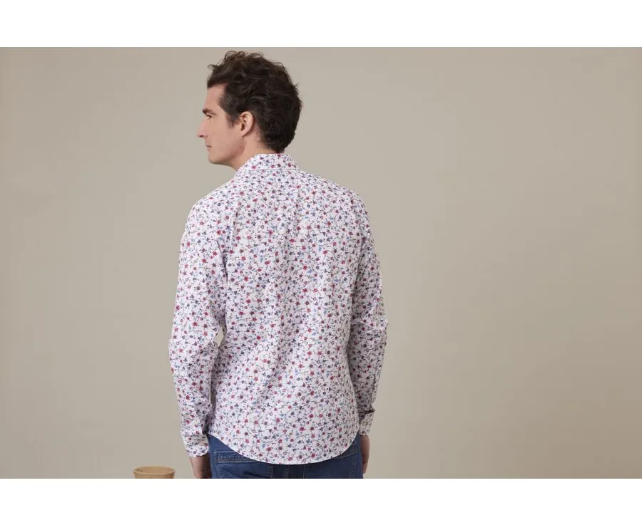 Blue red beige printed shirt