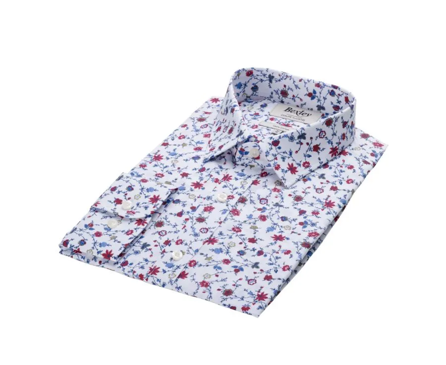 Blue red beige printed shirt