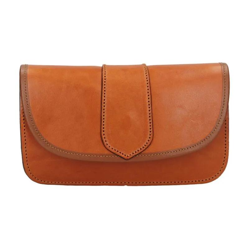 Bolso rociero natural pespunte hilo amarillo