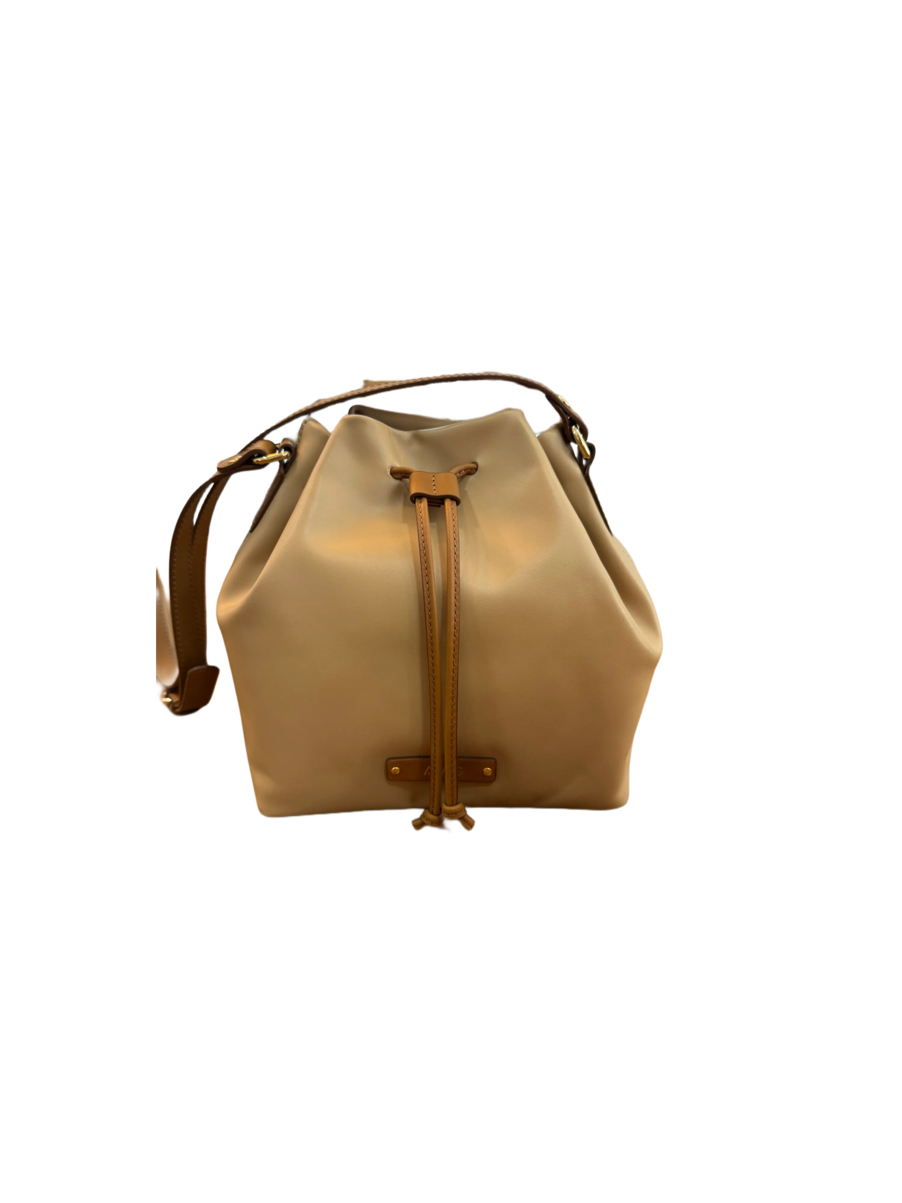 Beige Leather Bucket Bag