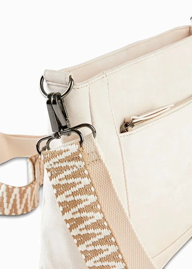 Beige Arena Adjustable Strap Crossbody Bag
