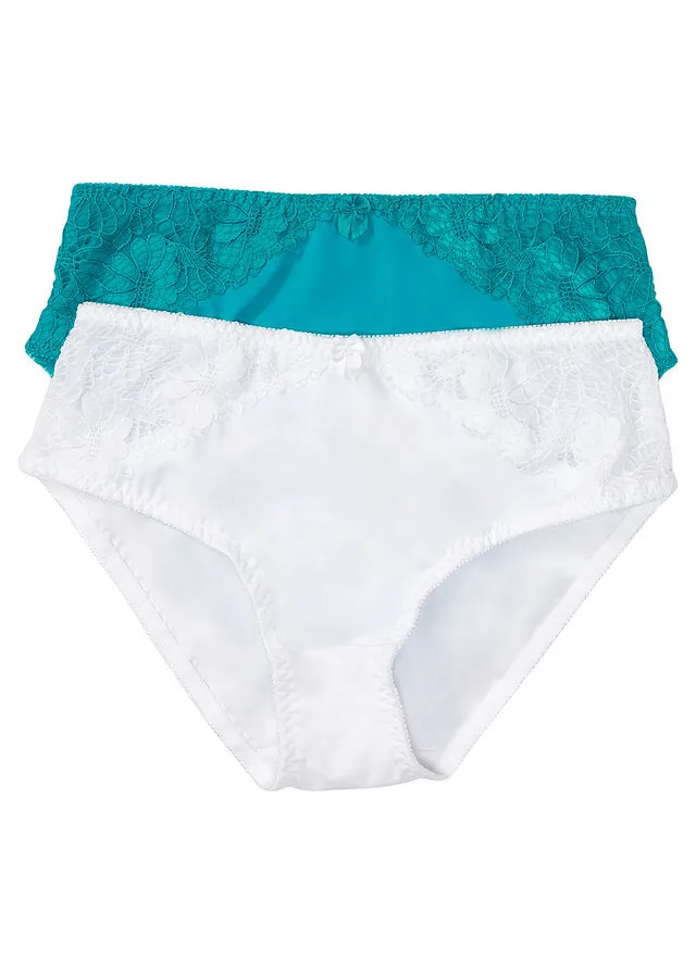 White + Petroleum Green Panties (2 Pack)