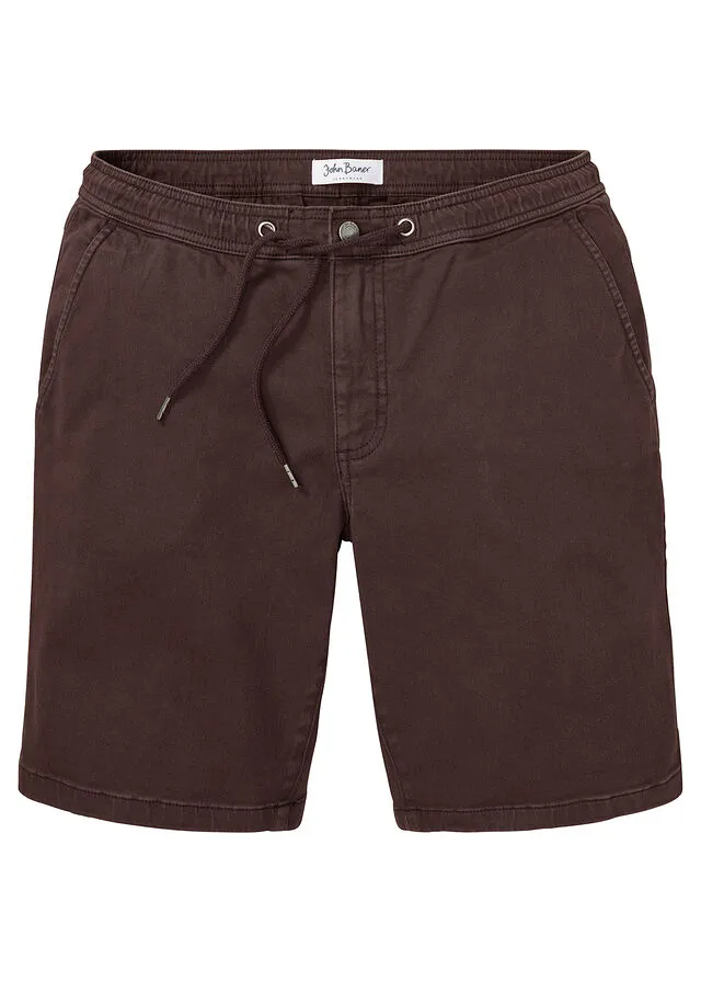Brown distressed loose fit colored denim Bermuda shorts