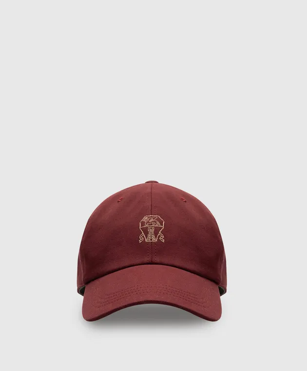 Brunello Cucinelli Burgundy Logo Embroidered Cap