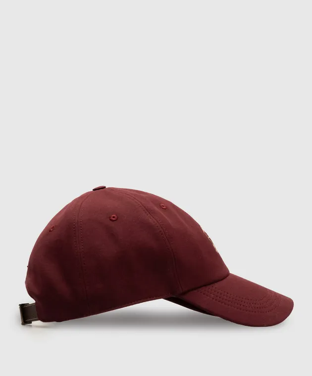 Brunello Cucinelli Burgundy Logo Embroidered Cap
