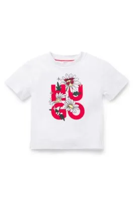 FLORAL LOGO PRINTED COTTON KIDS TSHIRT