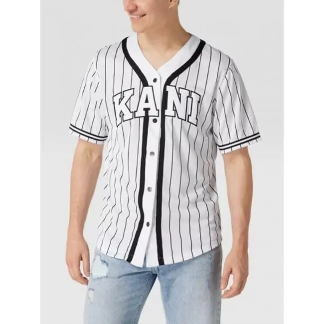 KARL KANI Pinstripe Baseball Shirt