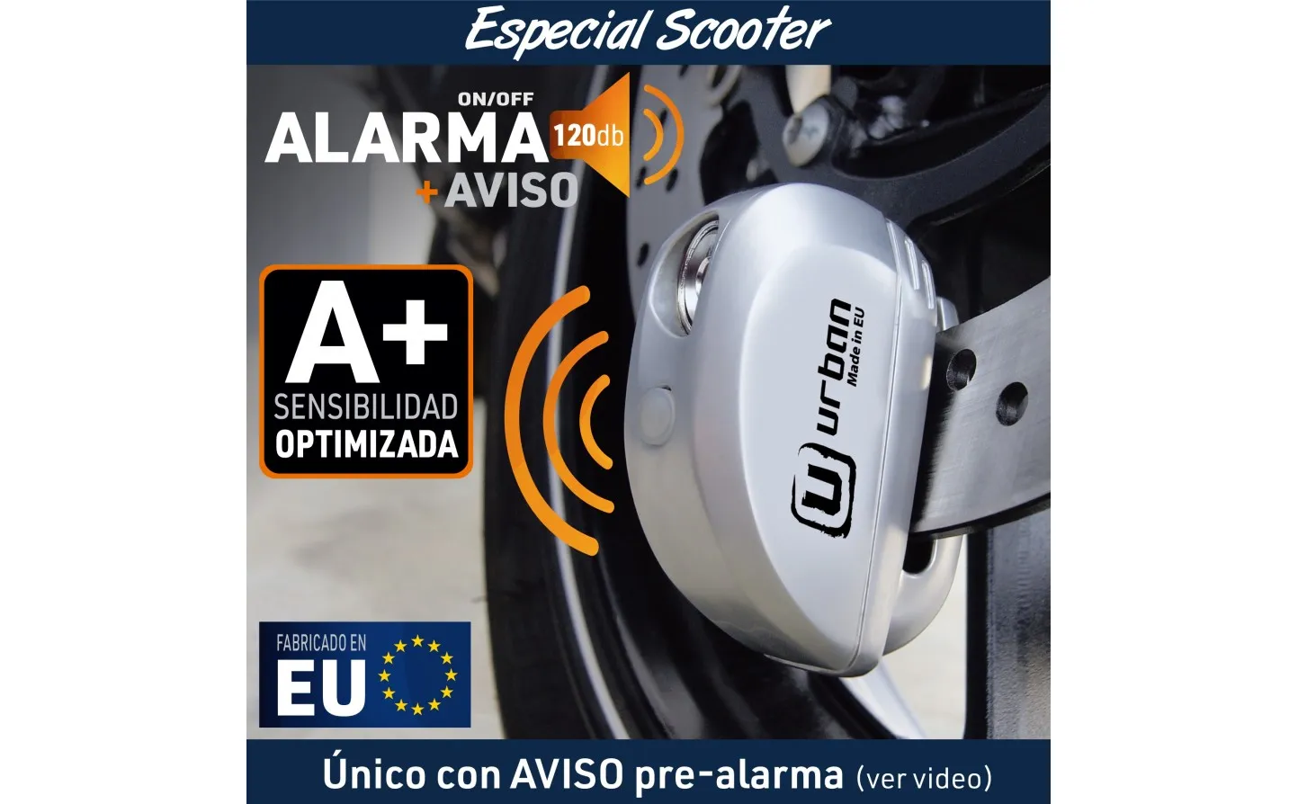 Candado Disco Alarma Moto Urban UR22 Ø6mm |UR22|