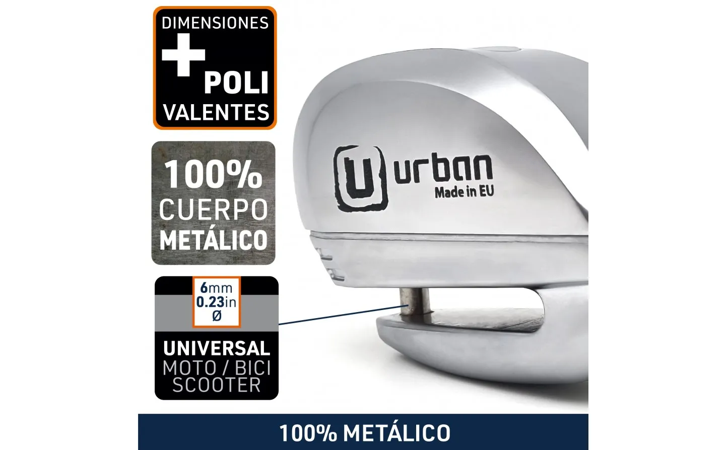 Candado Disco Alarma Moto Urban UR22 Ø6mm |UR22|