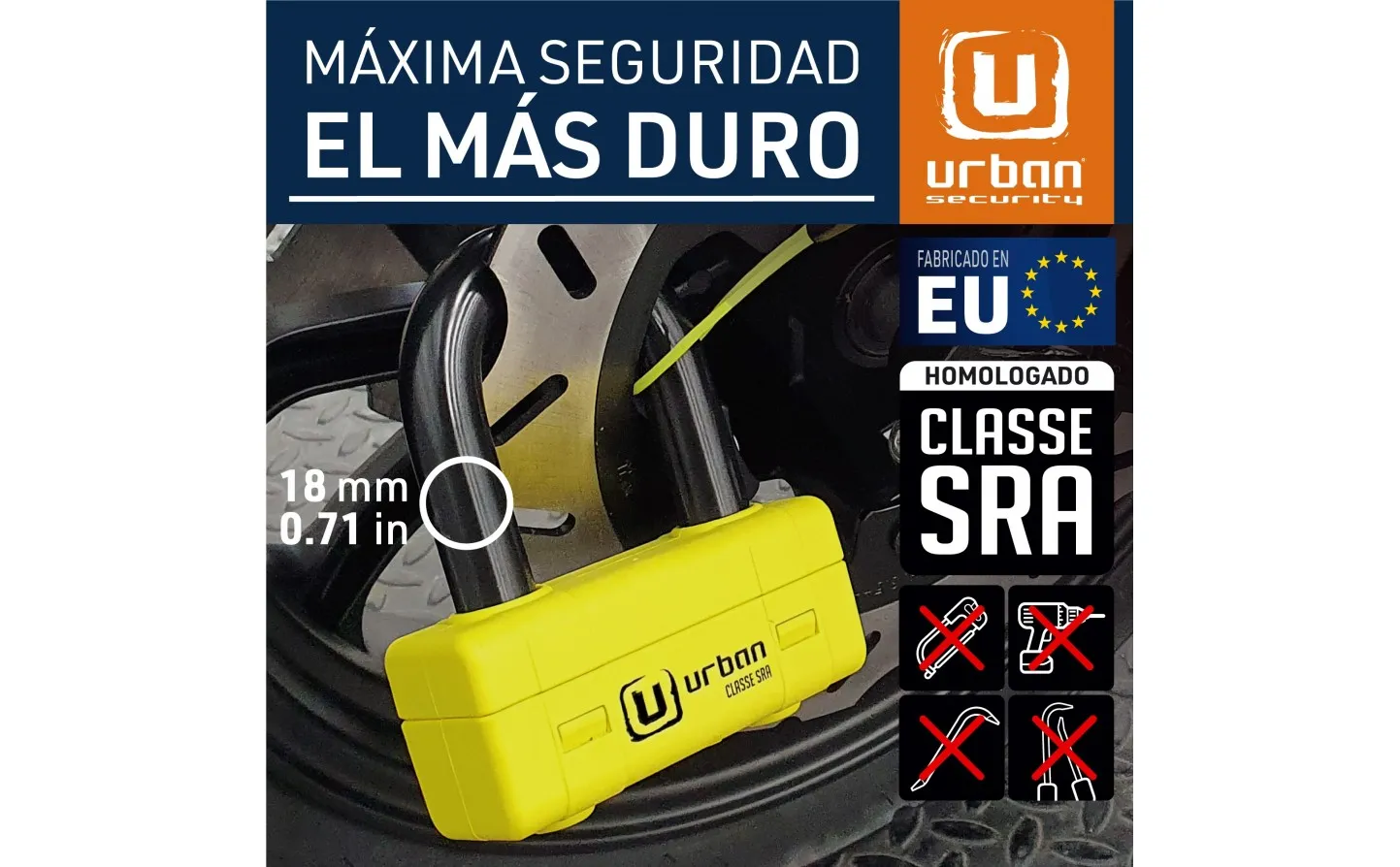 CANDADO MOTO DISCO URBAN 75 MINI U BD, 1875X48MM |U75|