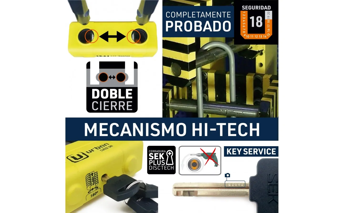 CANDADO MOTO DISCO URBAN 75 MINI U BD, 1875X48MM |U75|