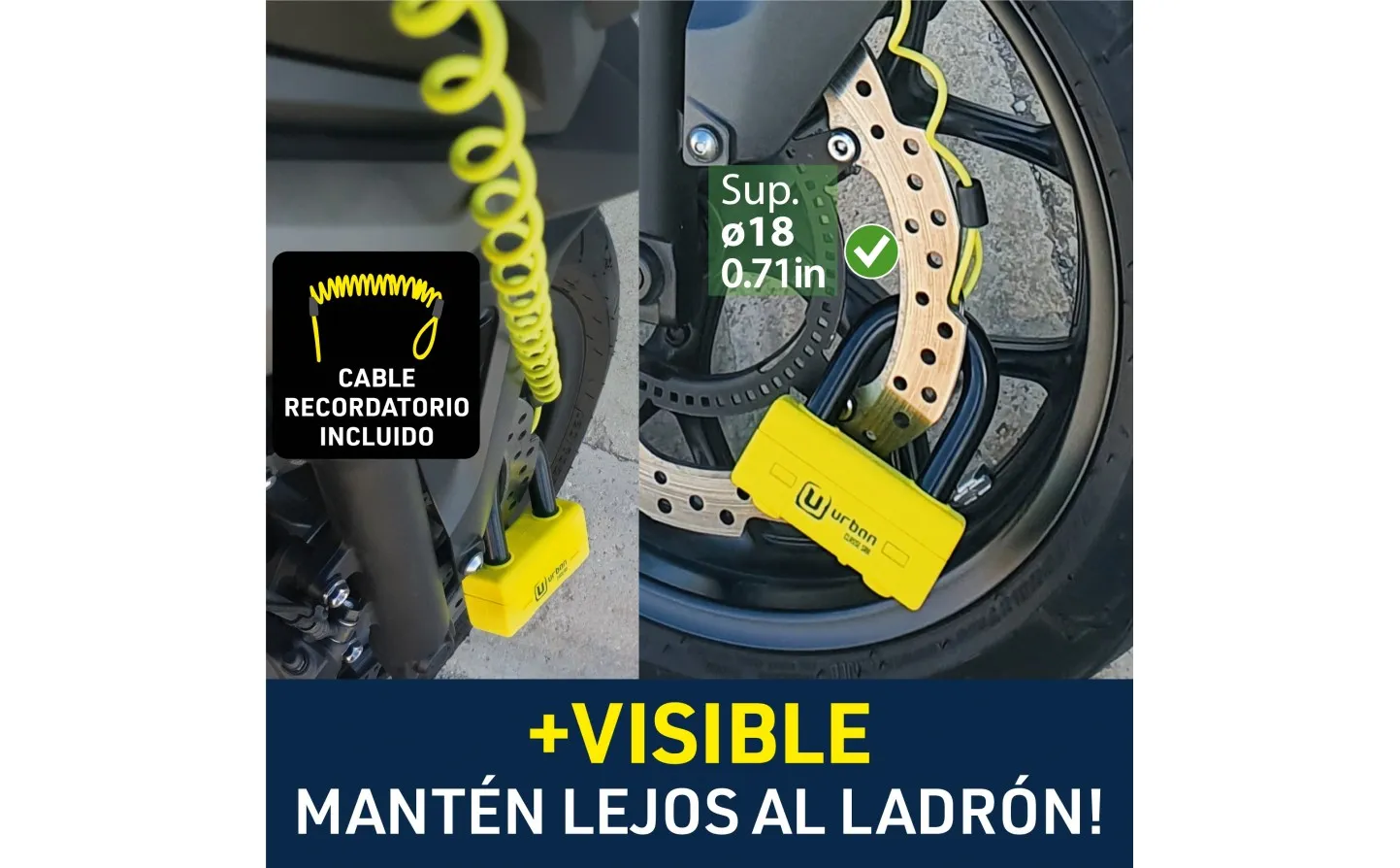 CANDADO MOTO DISCO URBAN 75 MINI U BD, 1875X48MM |U75|