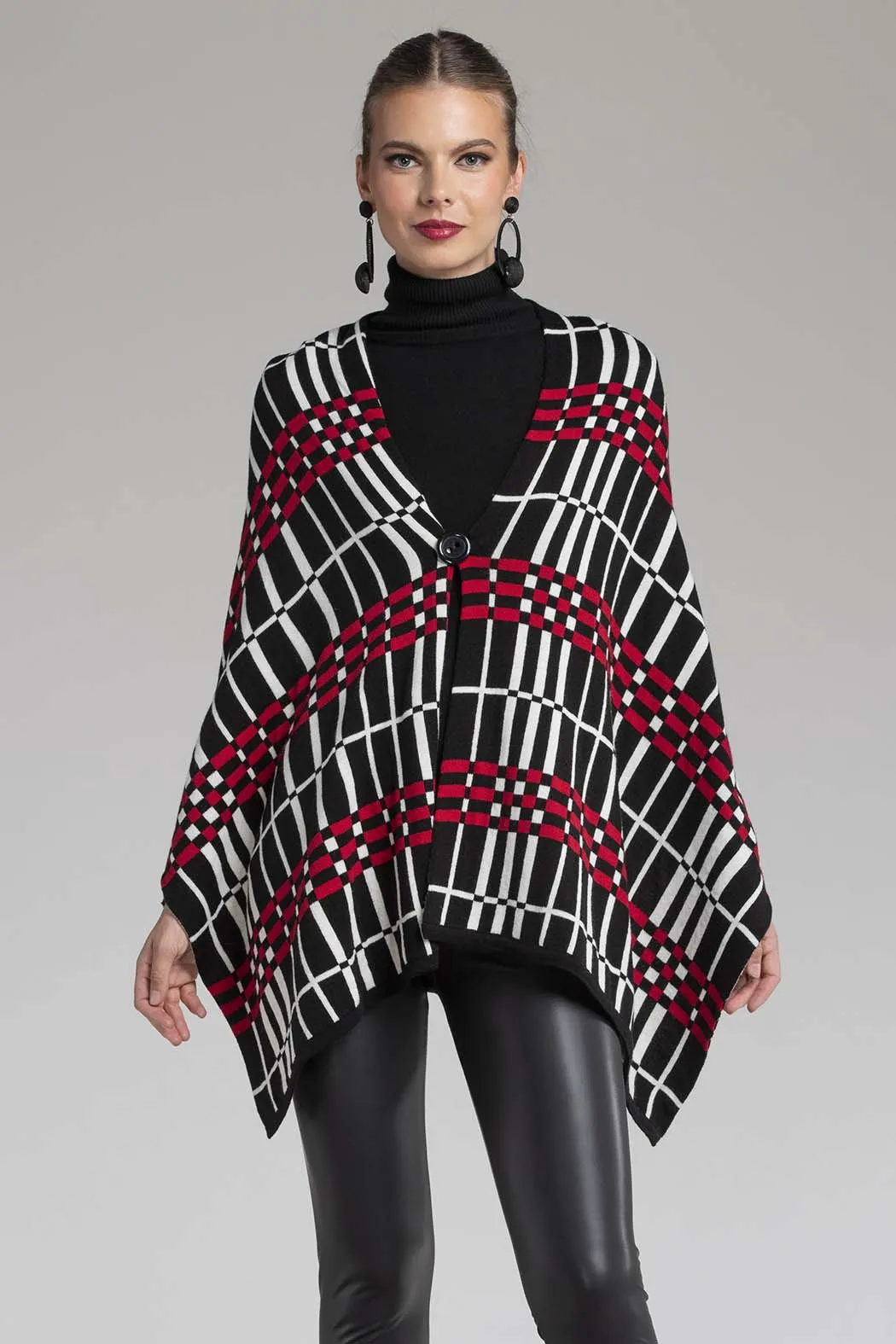 Cherry Plaid Printed Women's Cape 56571
