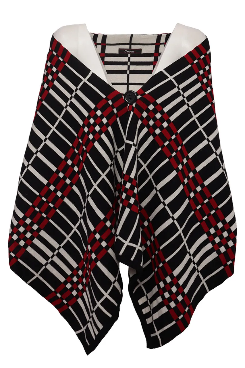 Cherry Plaid Printed Women's Cape 56571