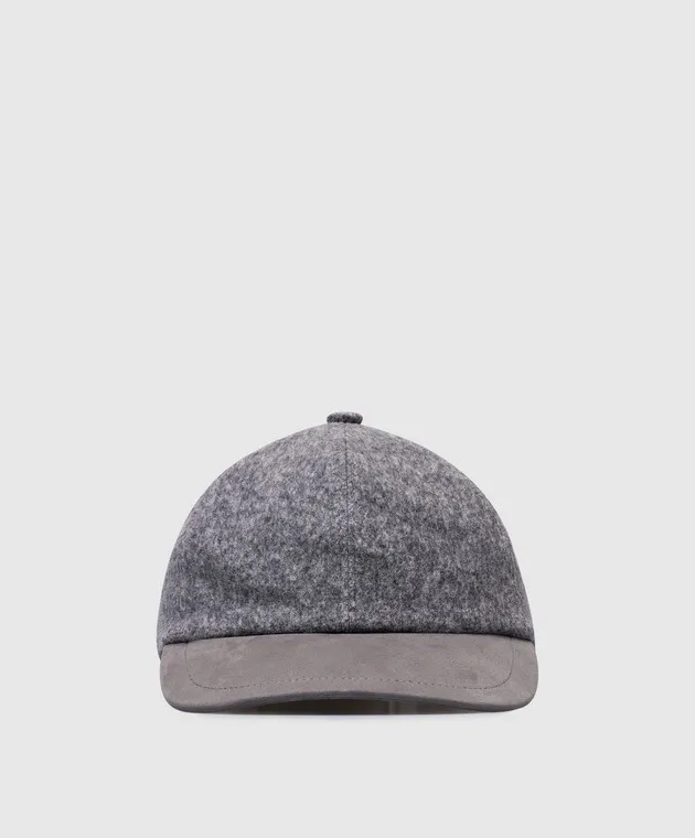 CAPOBIANCO Gray Wool Logo Cap