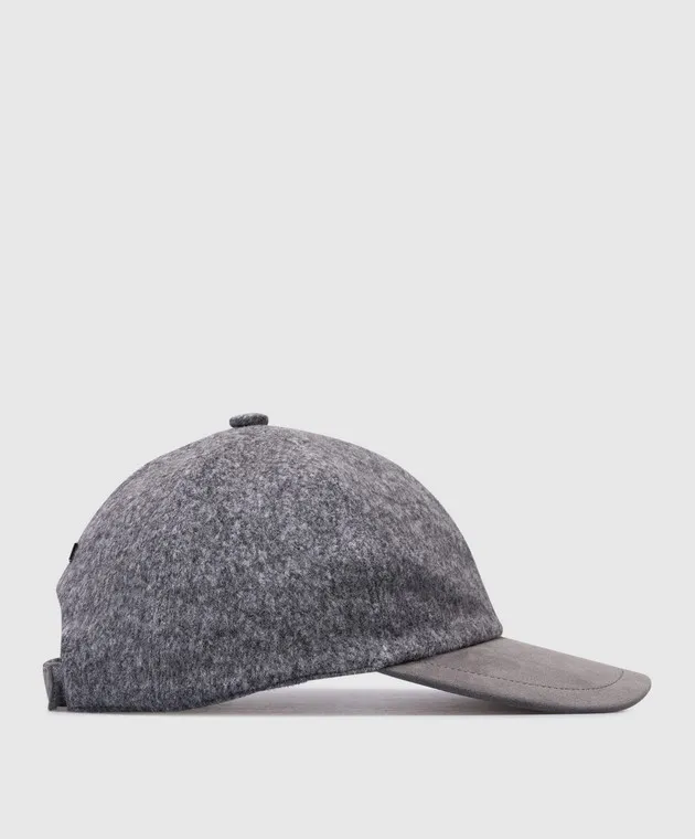 CAPOBIANCO Gray Wool Logo Cap