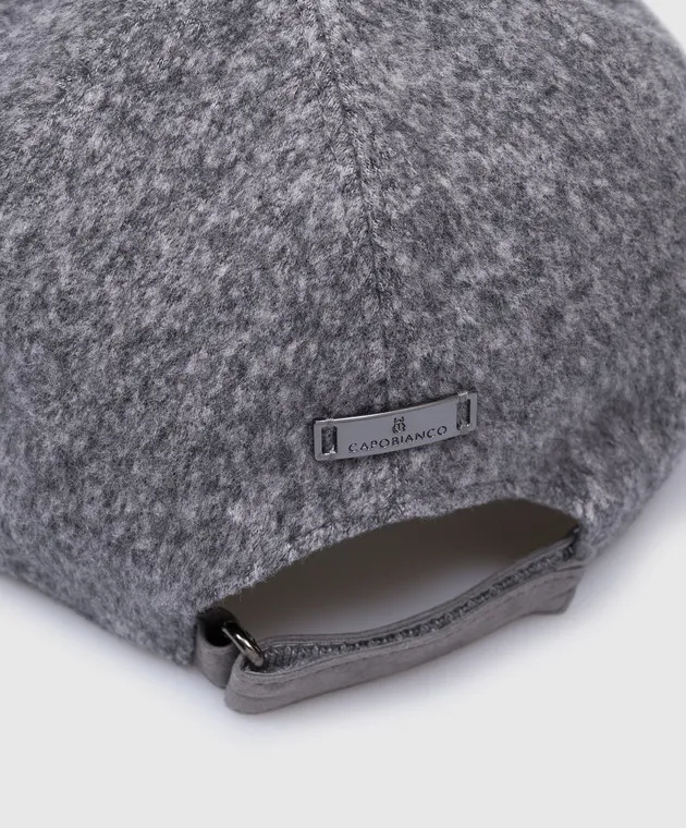 CAPOBIANCO Gray Wool Logo Cap