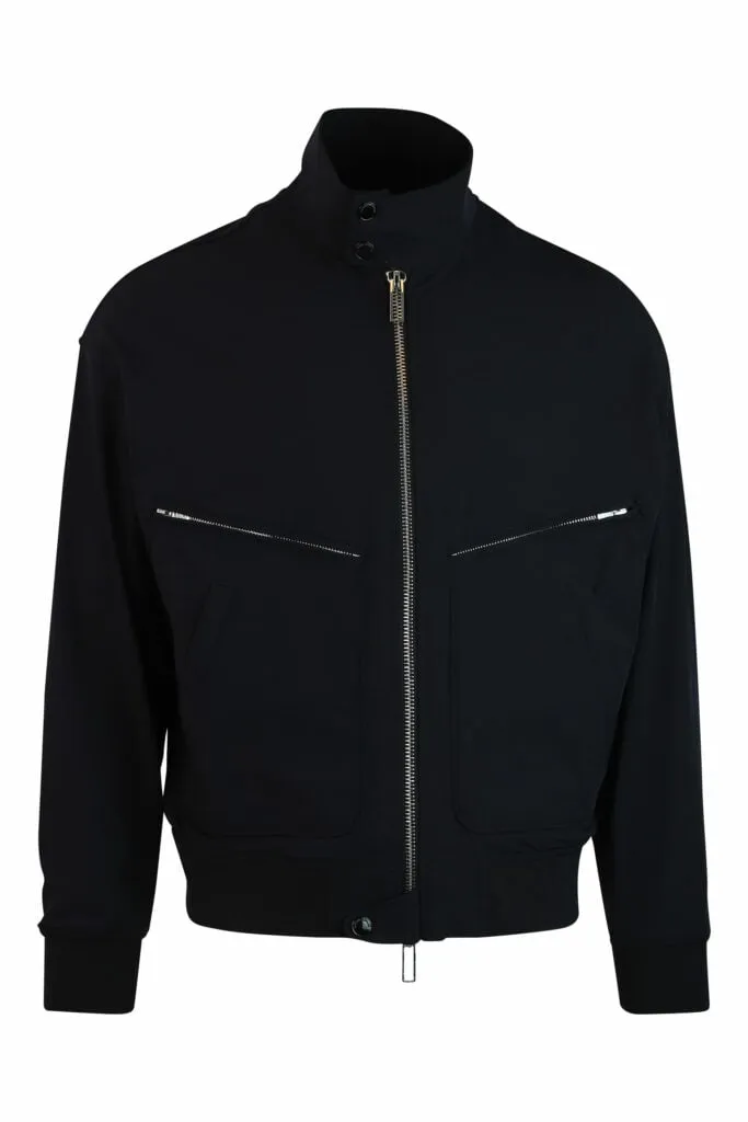 Chaqueta azul oscuro con minilogo y cuello de botones
