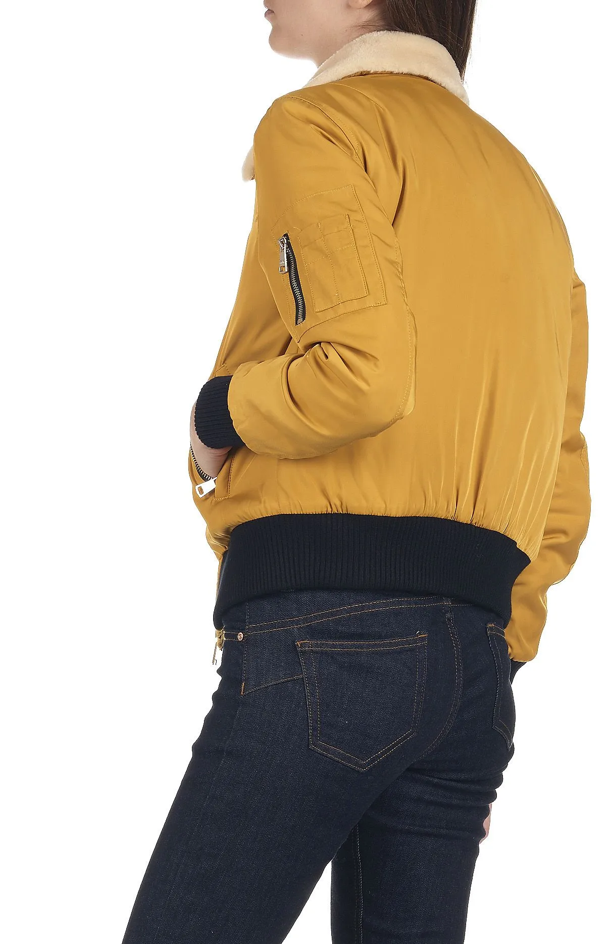 Chaqueta bomber con cuello en amarillo