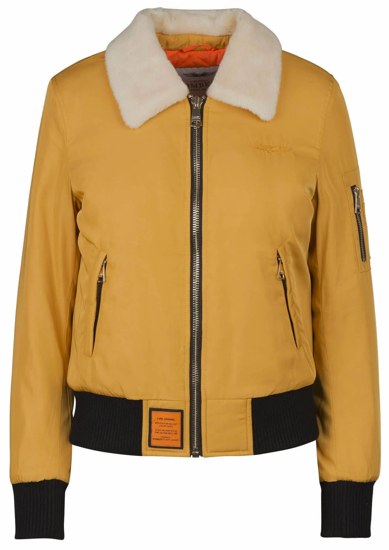 Chaqueta bomber con cuello en amarillo