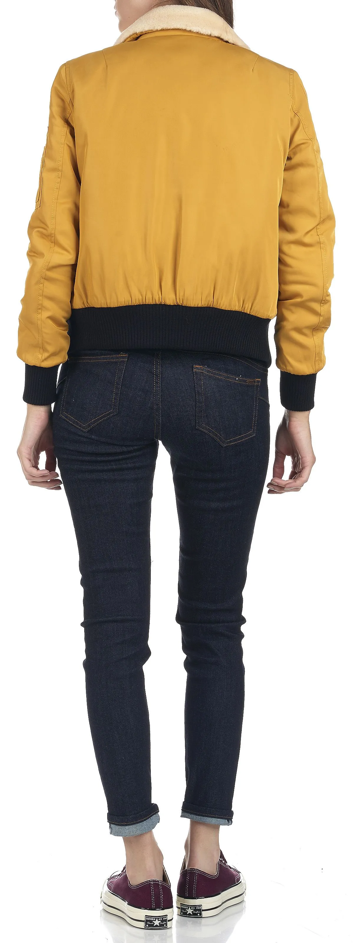 Chaqueta bomber con cuello en amarillo