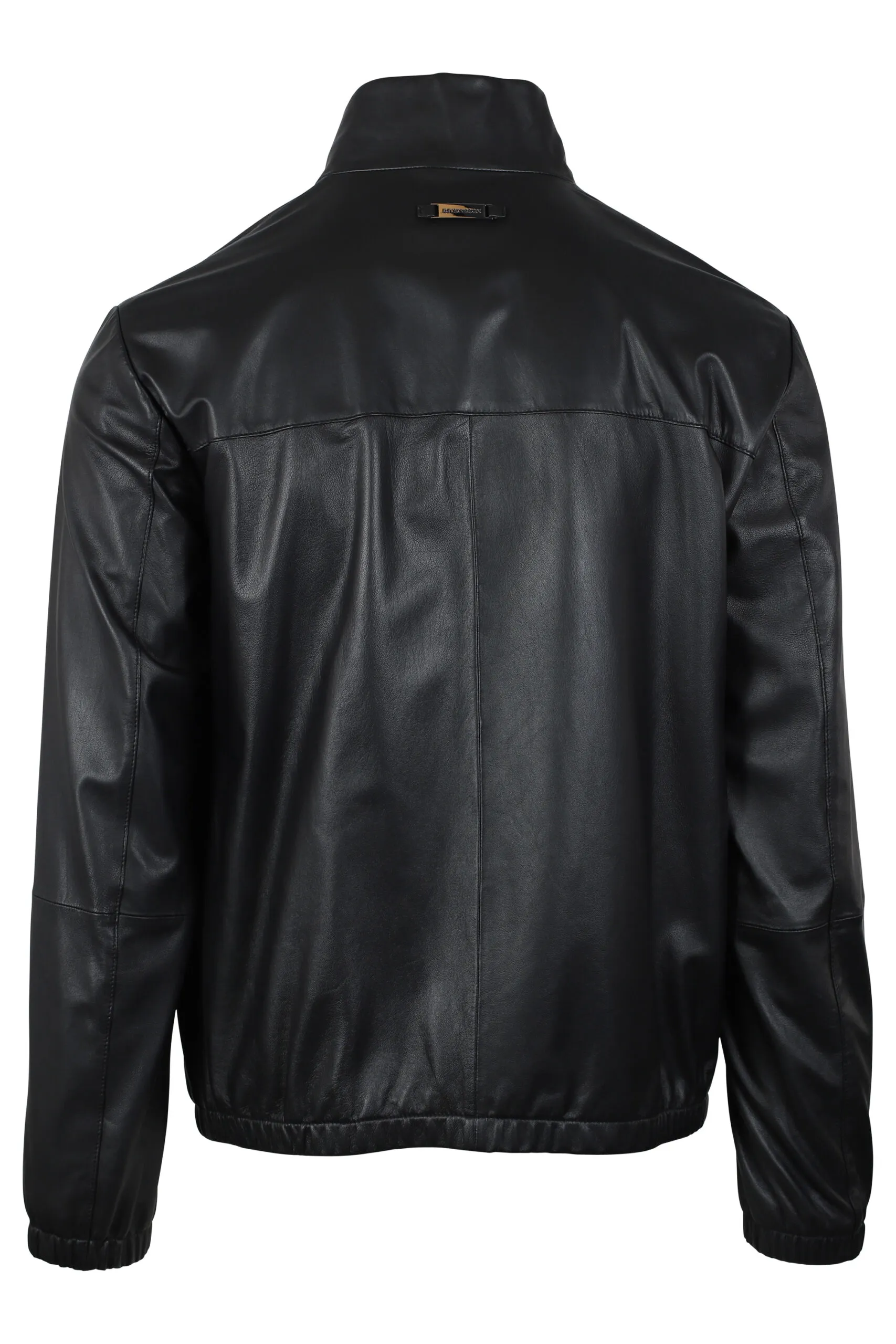 Chaqueta negra de cuero con minilogo