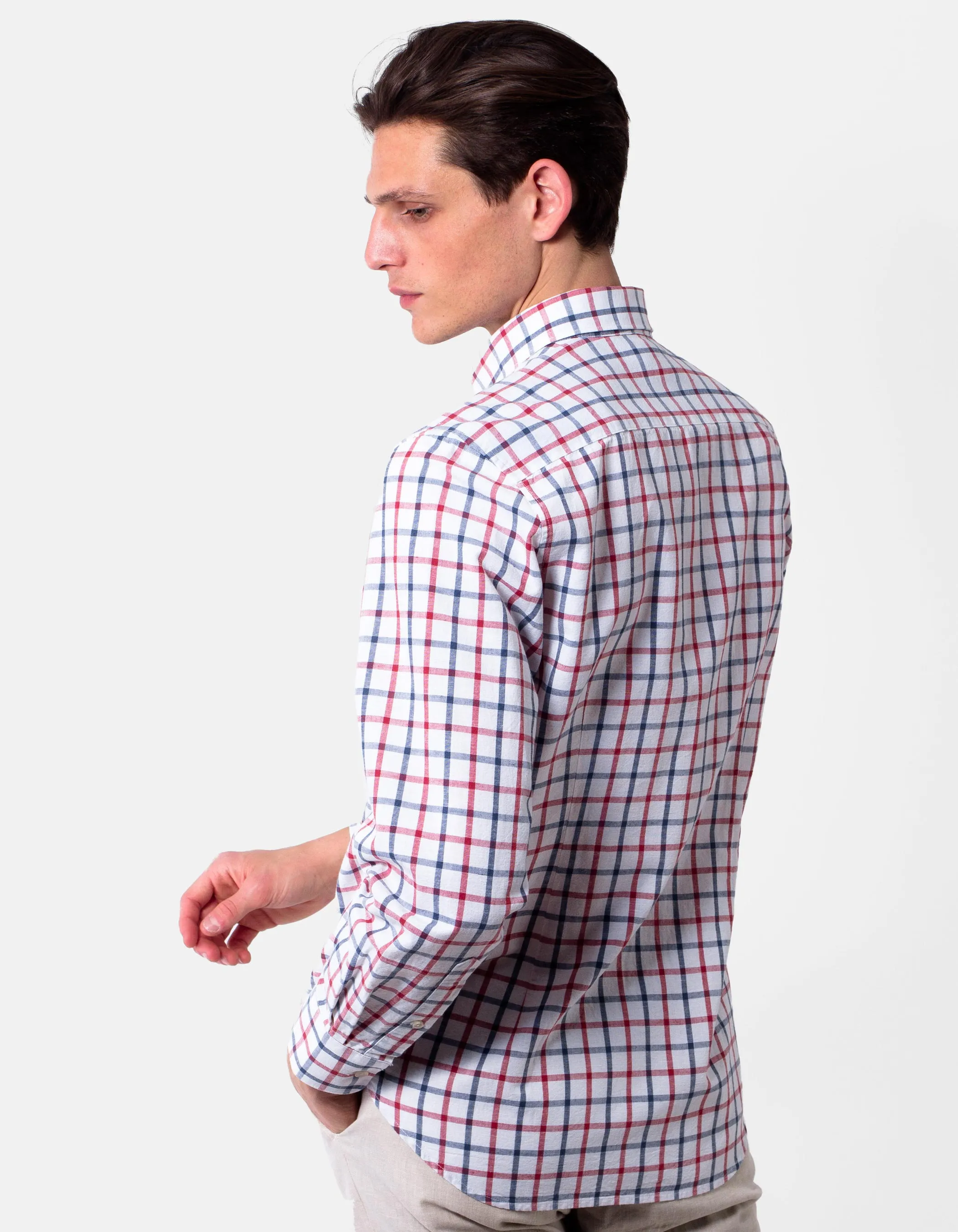 Checked Pattern Linen Shirt.