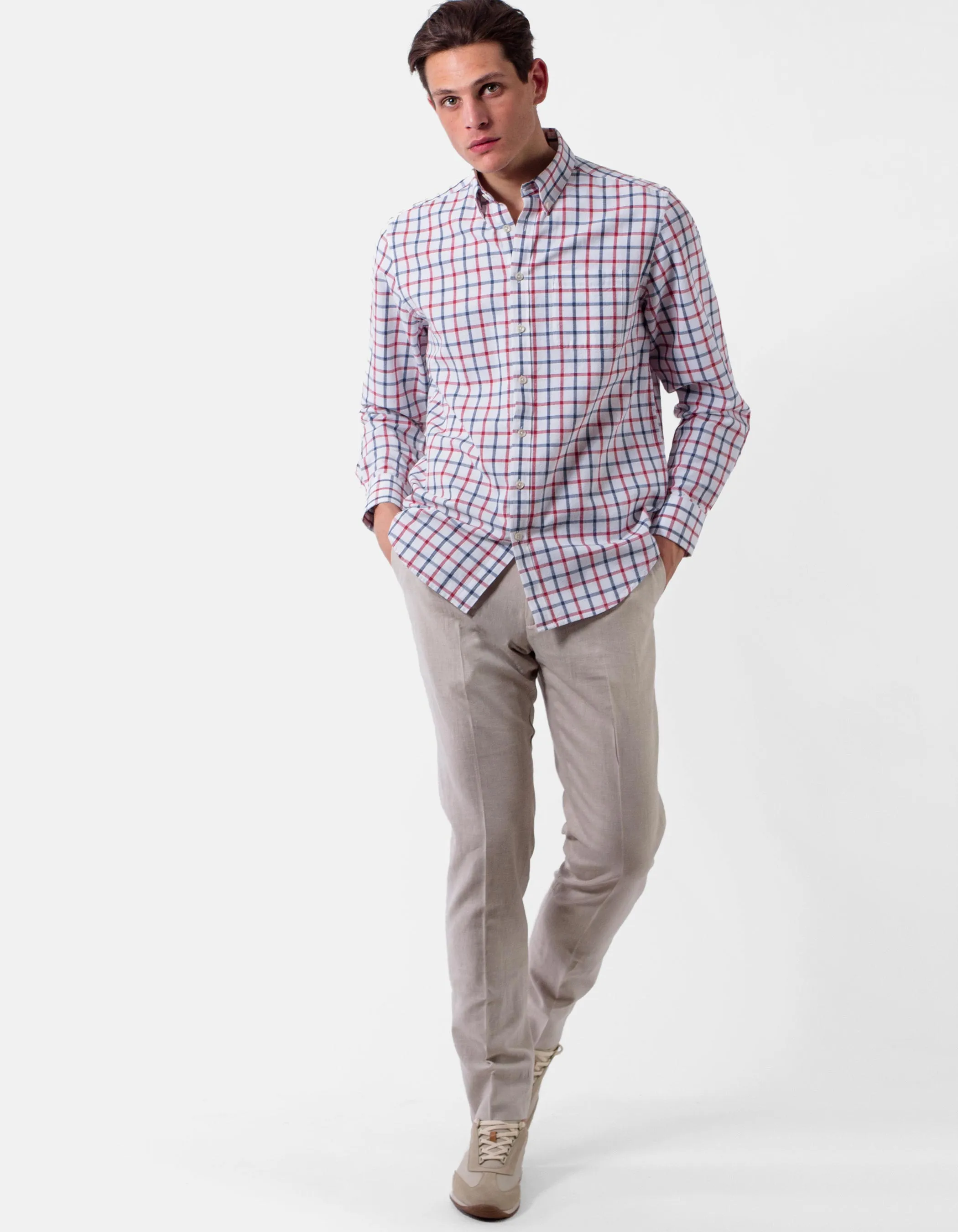Checked Pattern Linen Shirt.