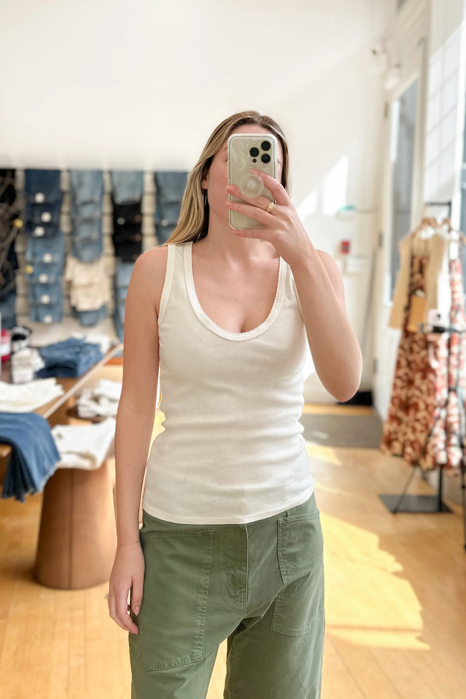 Cloud Scallop Edge Pointelle Tank