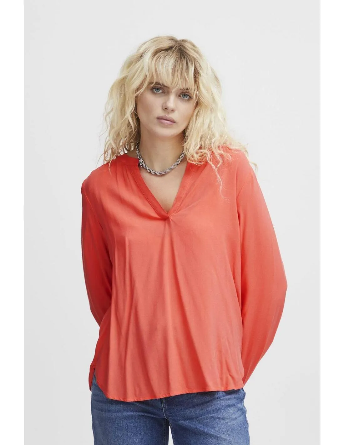 CORAL VNECK SHIRT BY ICHI MAIN