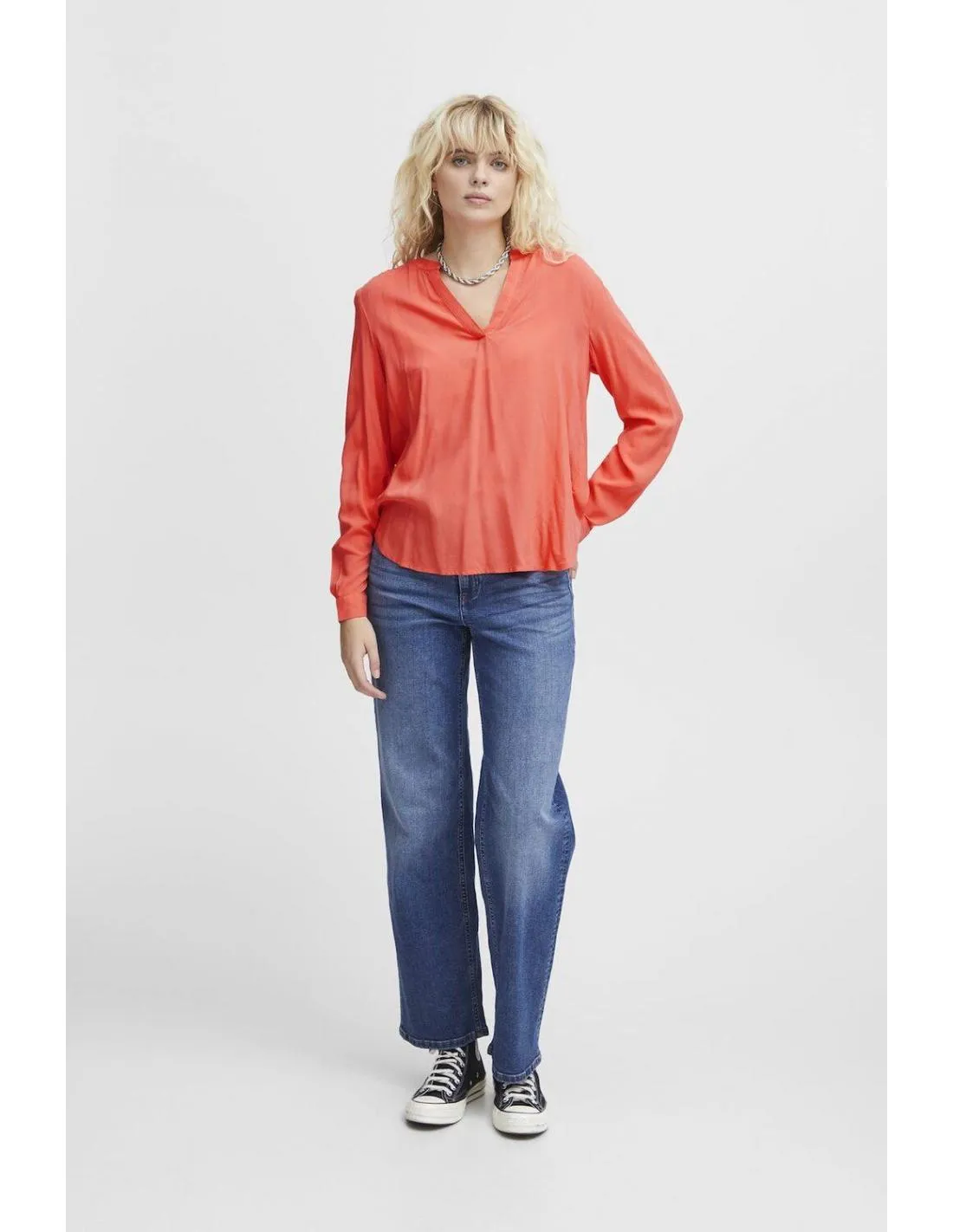 CORAL VNECK SHIRT BY ICHI MAIN