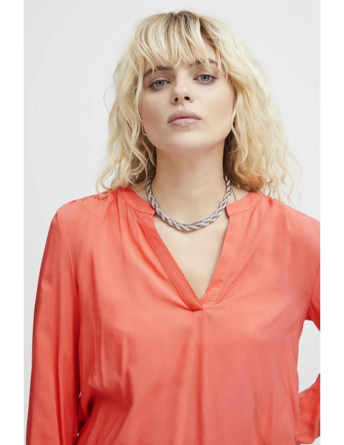 CORAL VNECK SHIRT BY ICHI MAIN
