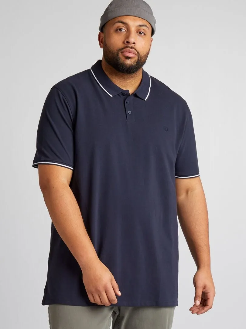 COTTON CONTRAST POLO SHIRT  BLUE