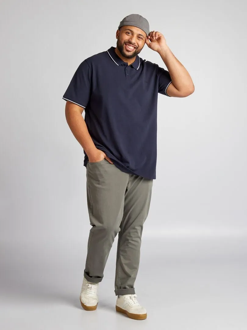 COTTON CONTRAST POLO SHIRT  BLUE