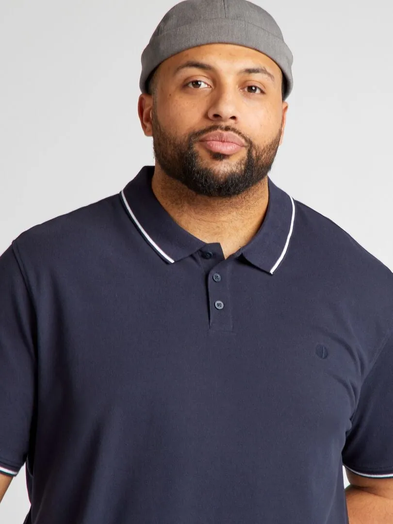 COTTON CONTRAST POLO SHIRT  BLUE