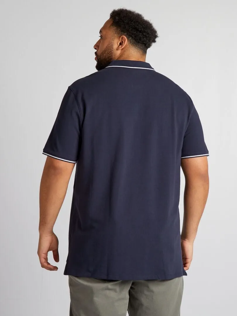 COTTON CONTRAST POLO SHIRT  BLUE