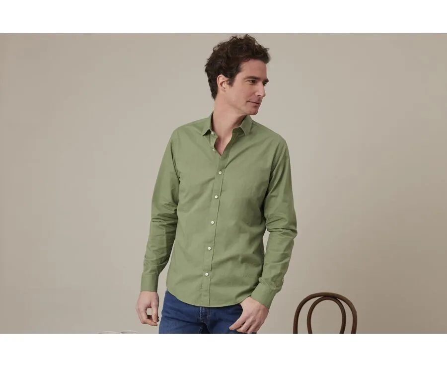 COTTON LINEN SHIRT IN SAGE GREEN  SILBERT