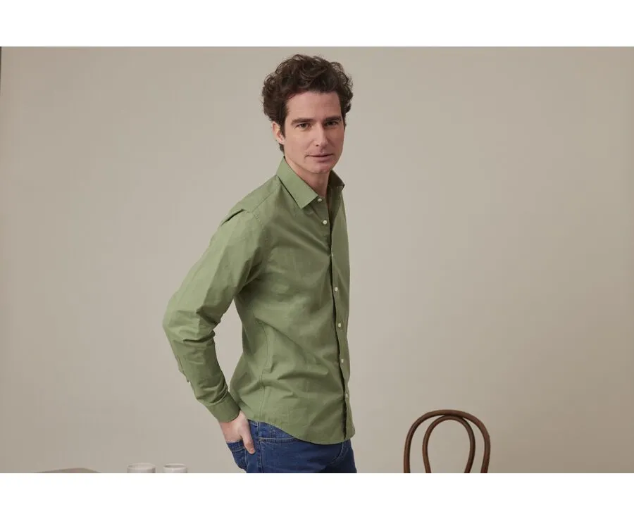 COTTON LINEN SHIRT IN SAGE GREEN  SILBERT
