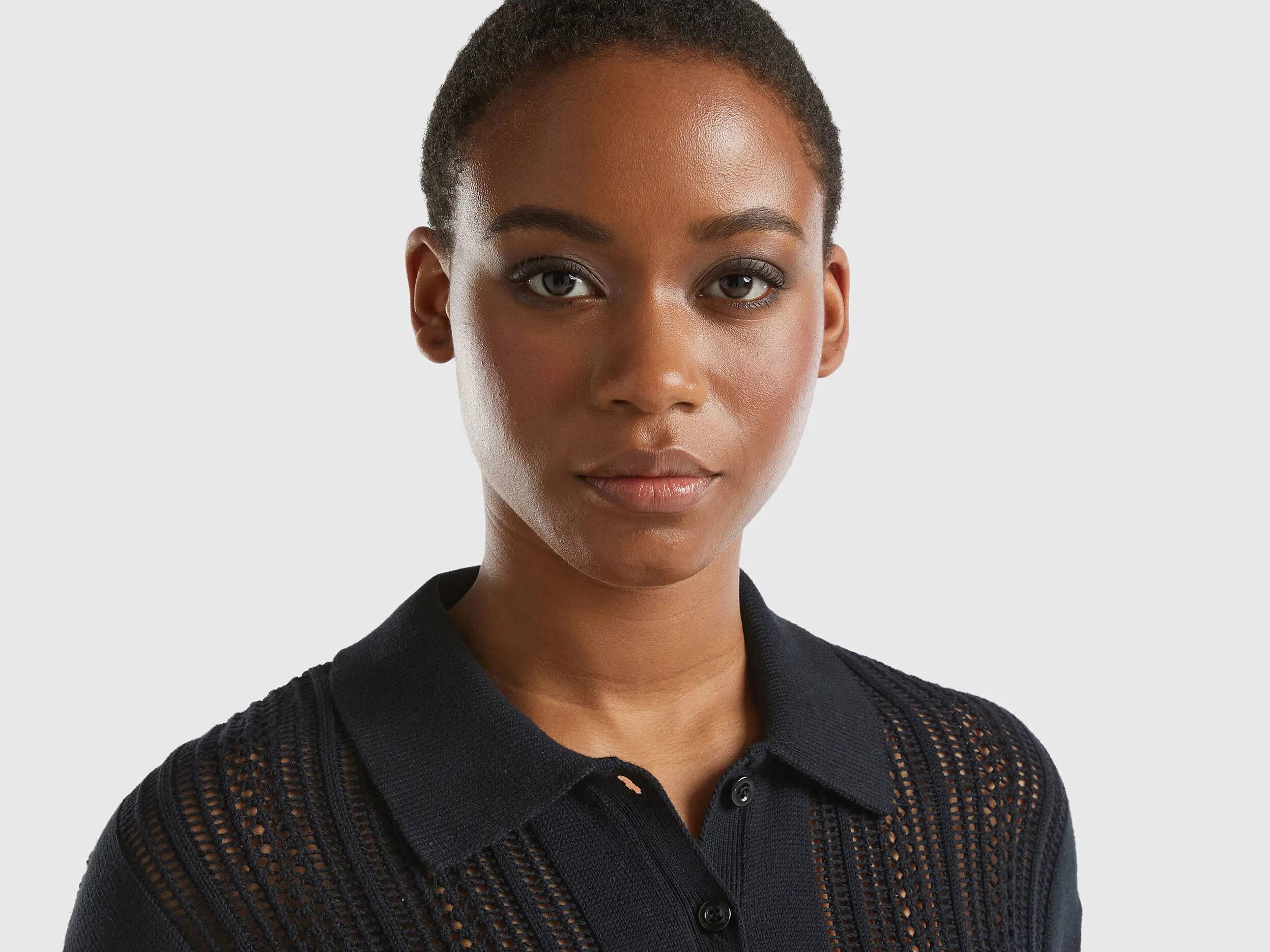 Crochet polo shirt.