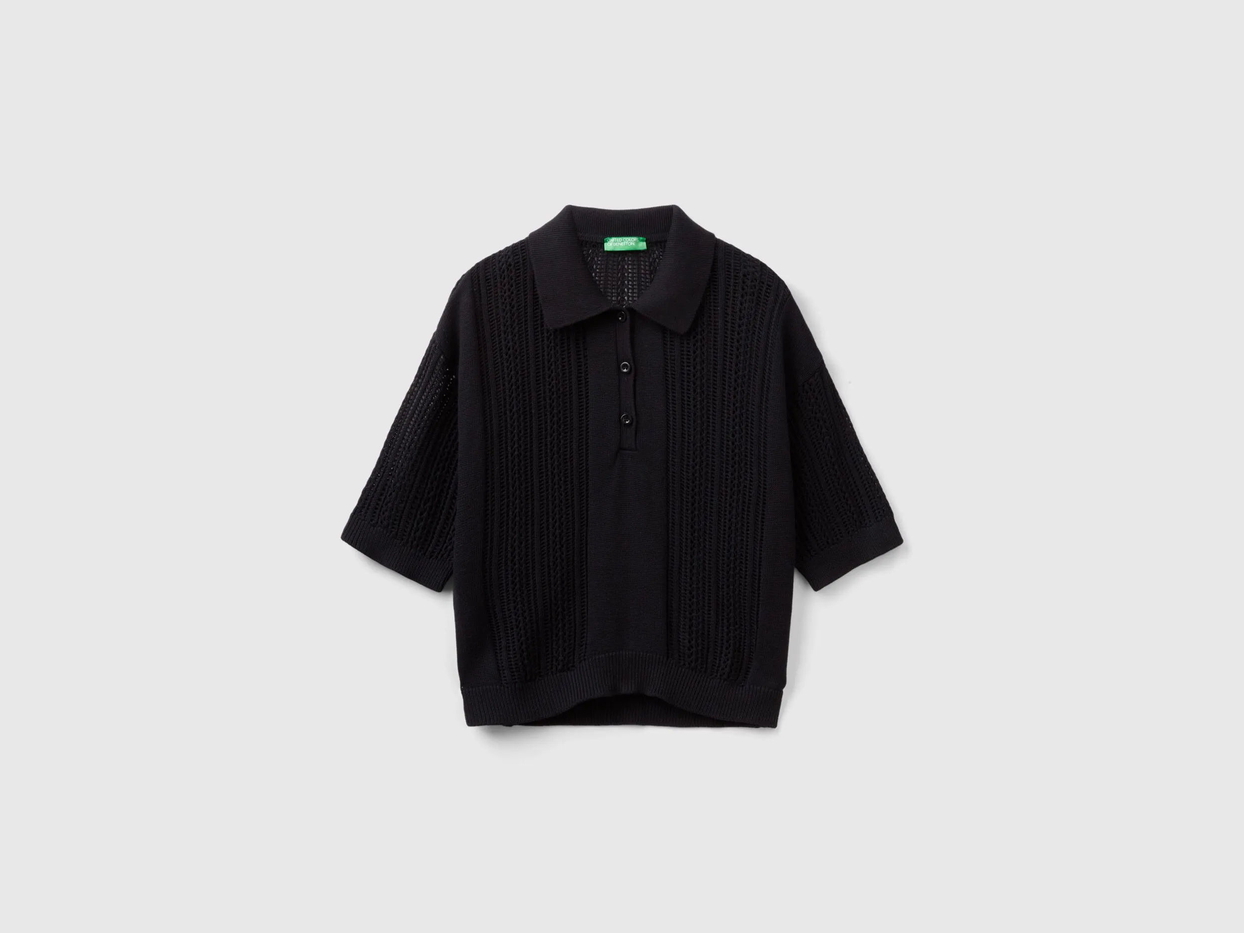 Crochet polo shirt.