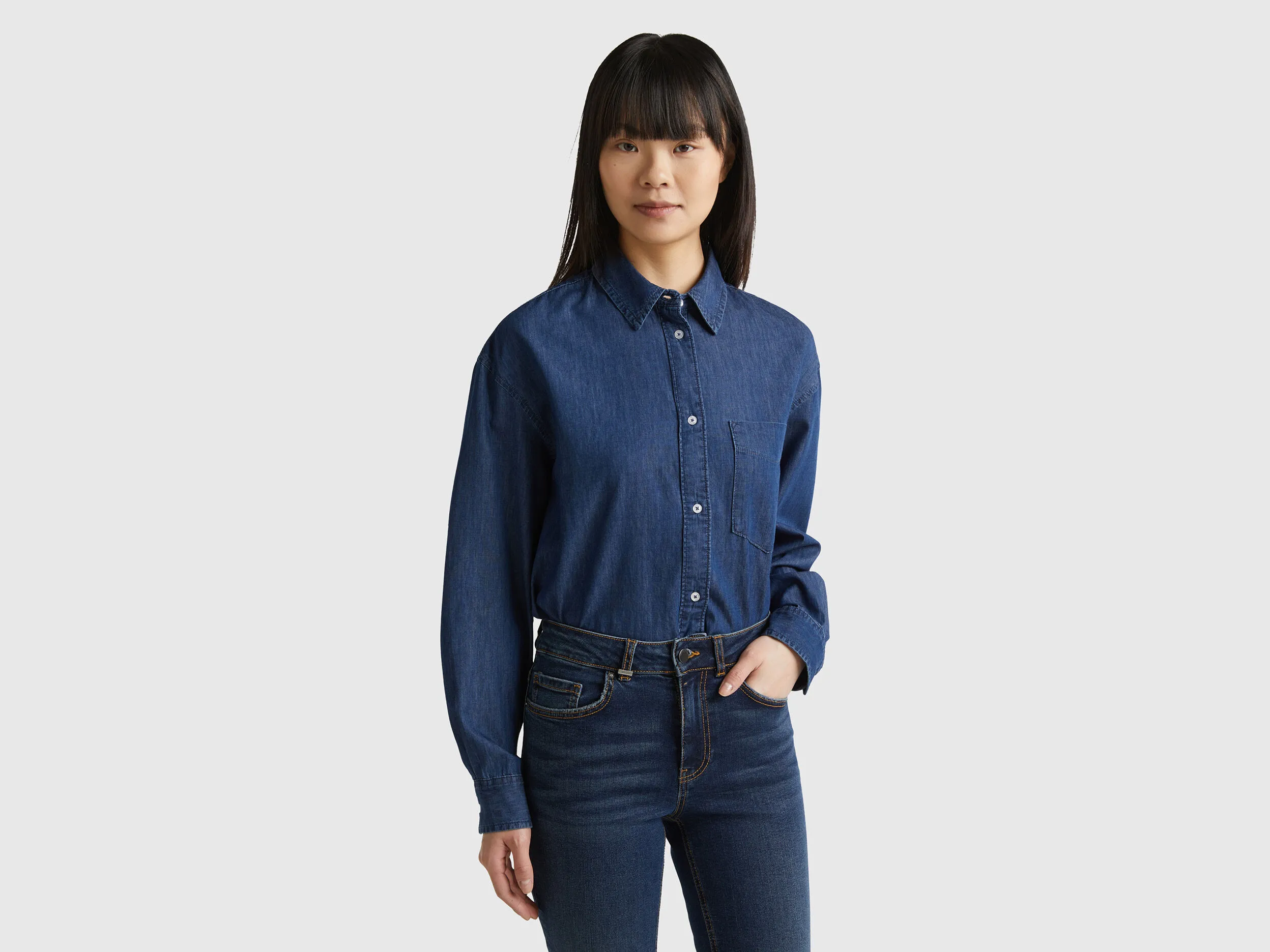 Cropped chambray shirt