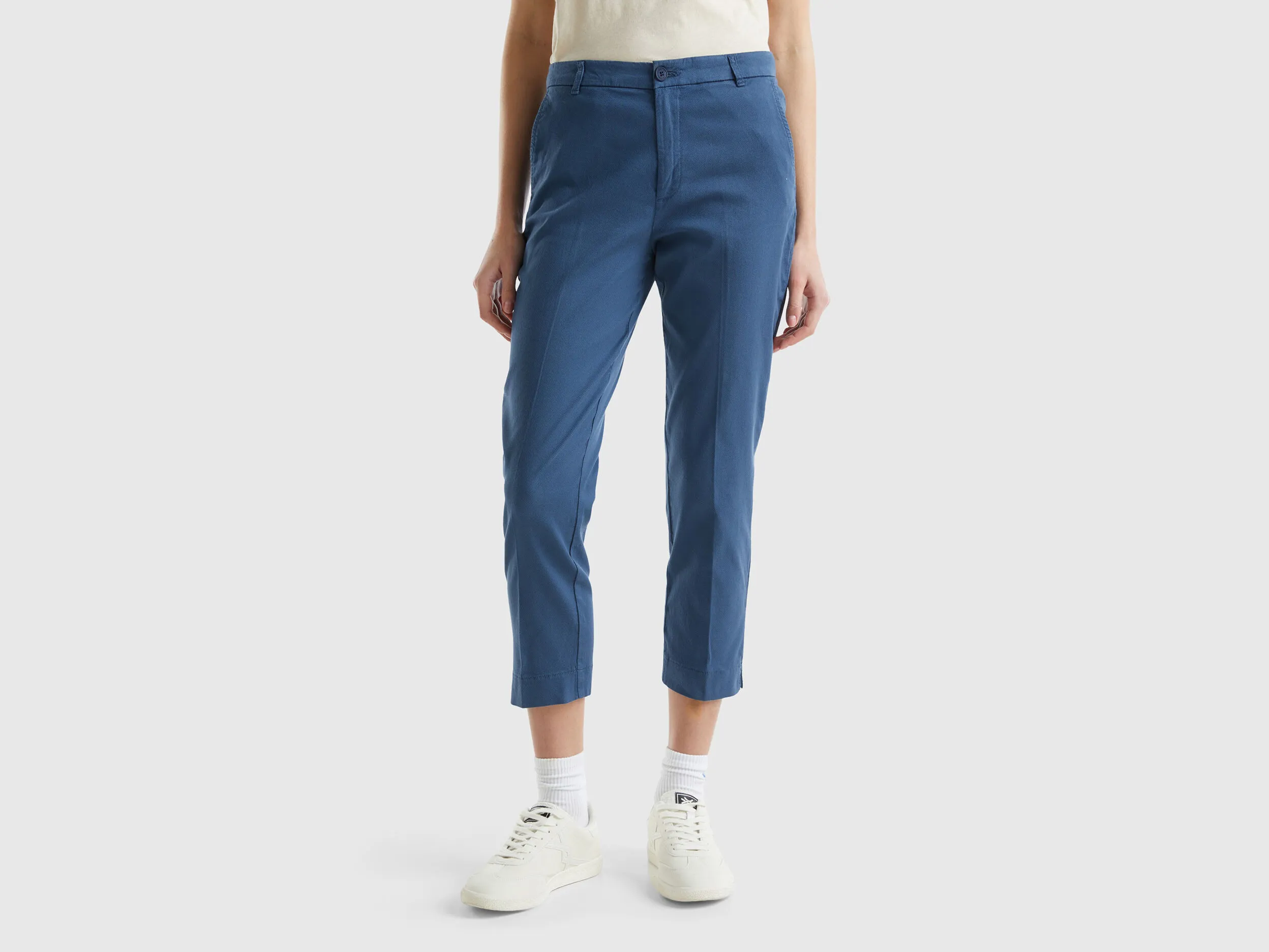 Cropped stretch cotton Chinese pants