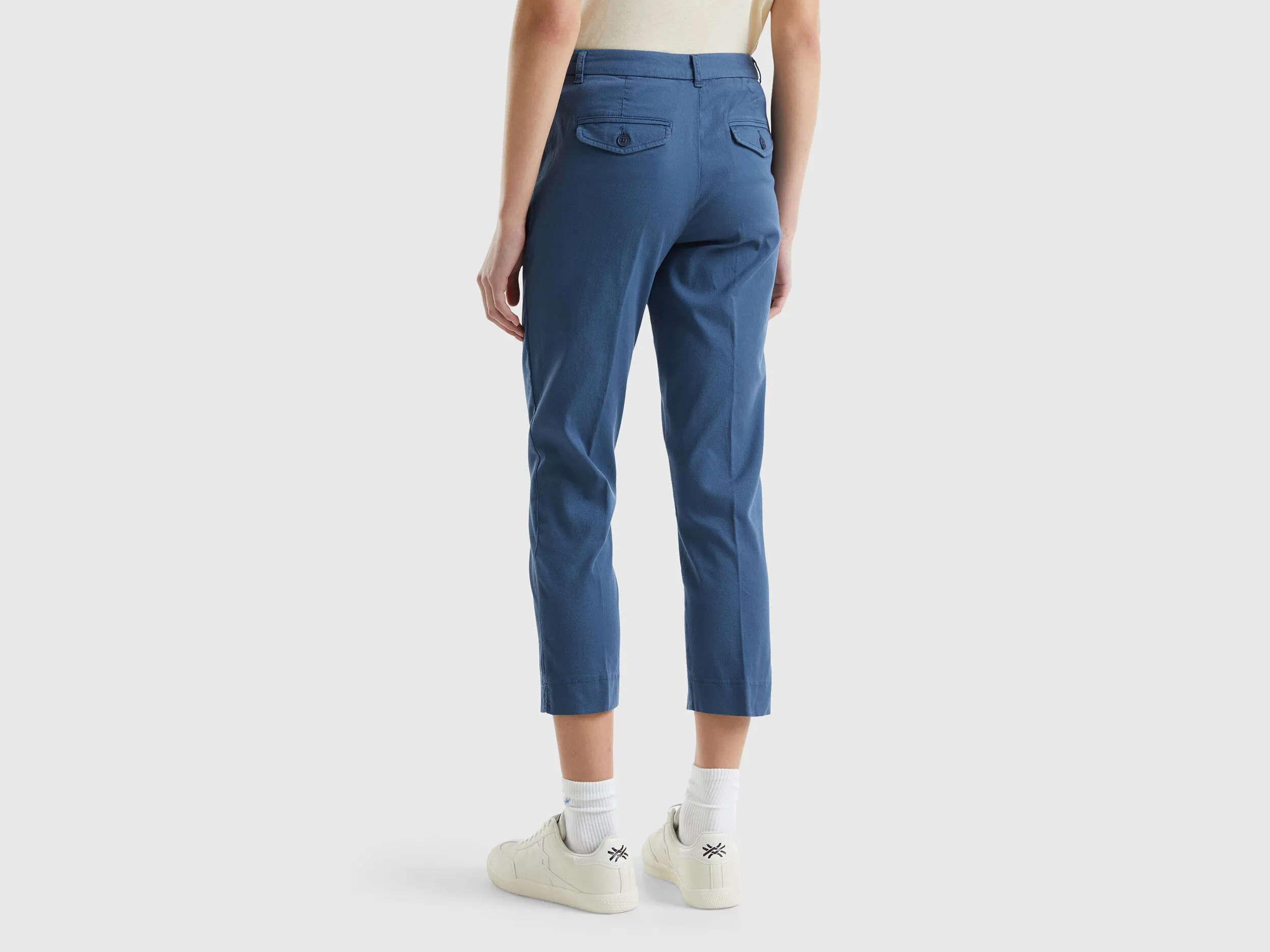 Cropped stretch cotton Chinese pants