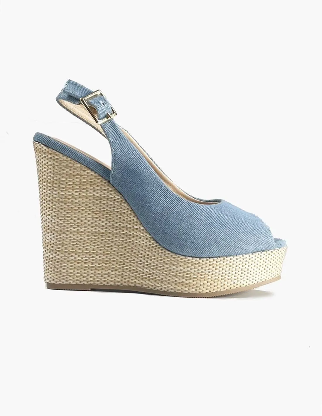 CUNA RAFIA VAQUERA ESTILO  DENIM RAFFIA WEDGE