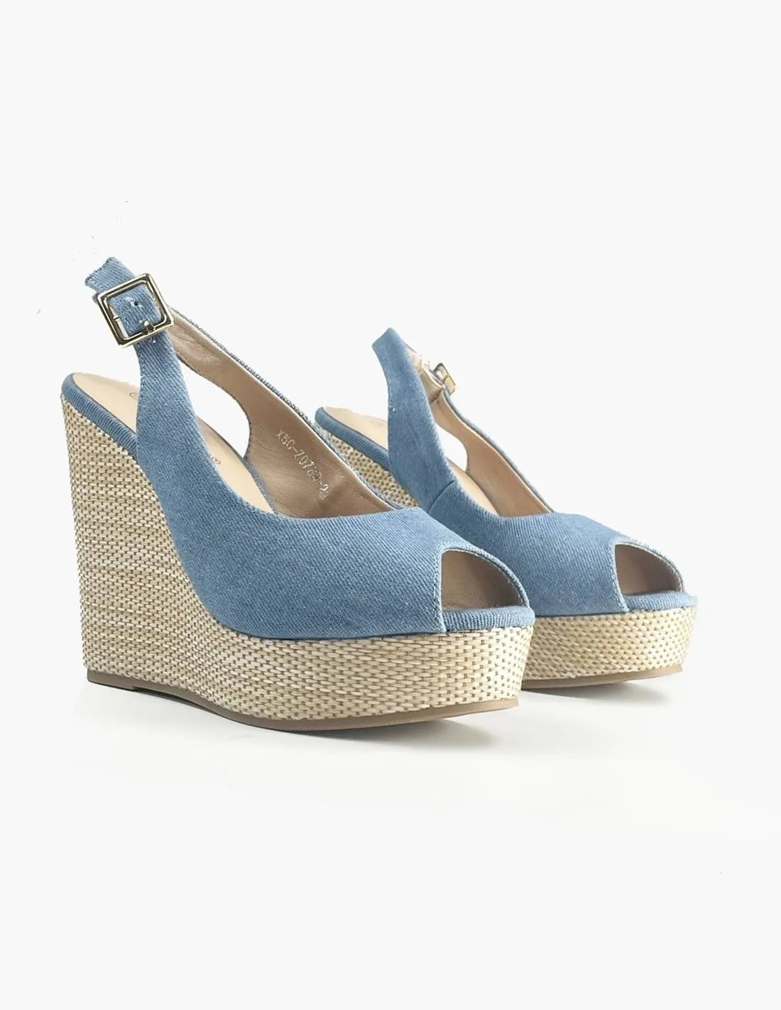 CUNA RAFIA VAQUERA ESTILO  DENIM RAFFIA WEDGE