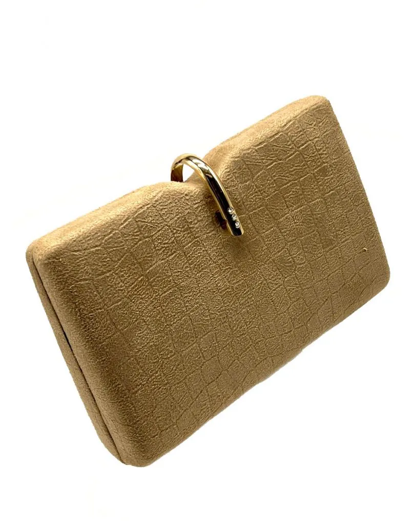 Dark beige wedding and event bags with unique closure