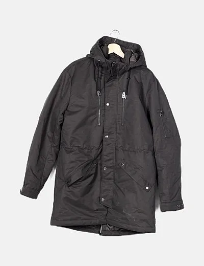 dark gray hooded coat ONLY & SONS