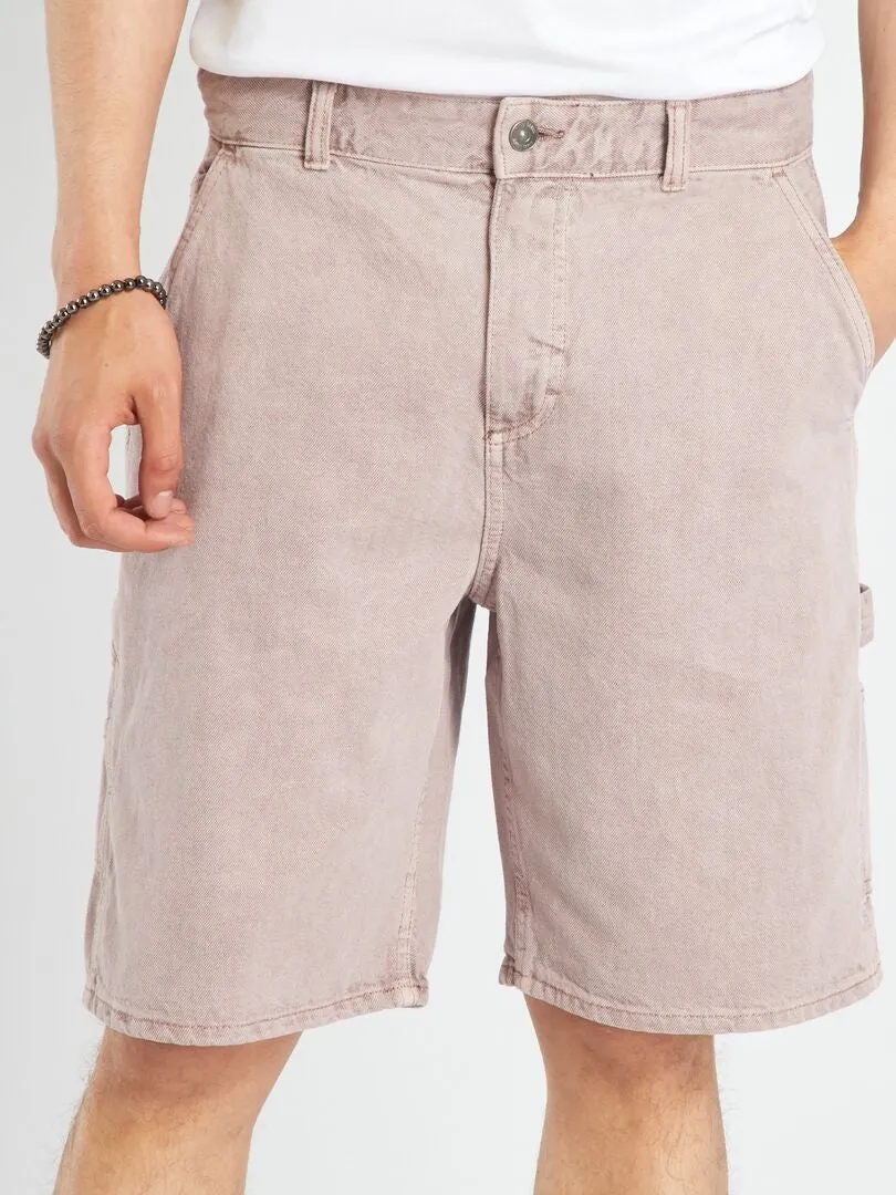 DENIM BERMUDA SHORTS  PINK GRAY.