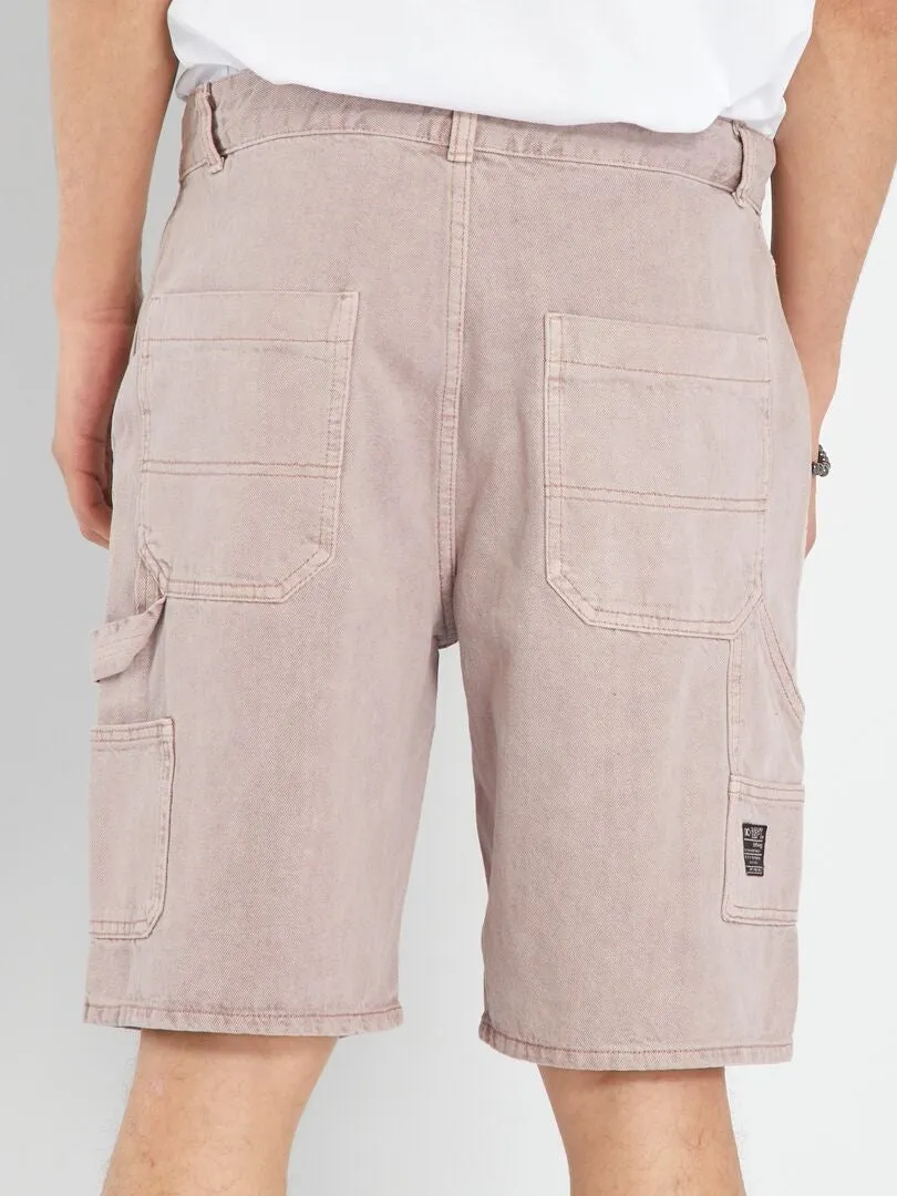 DENIM BERMUDA SHORTS  PINK GRAY.