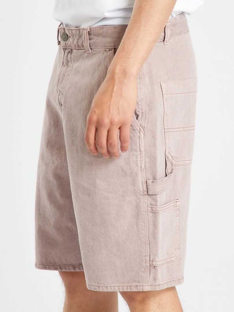 DENIM BERMUDA SHORTS  PINK GRAY.